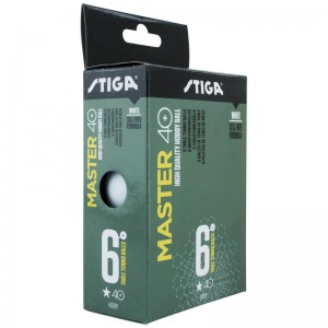 Мяч для настольного тенниса Stiga Master ABS 1*,1111-2410-06, диаметр 40+мм, упаковка 6 шт