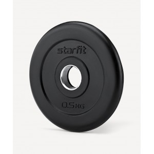 Диск обрезиненный Starfit BB-202 d=26 мм, стальная втулка, черный, 0,5 кг