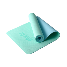 Коврик для йоги и фитнеса FM-201, TPE, 183x61x0,4 см, мятный/синий