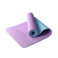 Коврик для йоги и фитнеса FM-201, TPE, 183x61x0,6 см, фиолетовый пастель/синий пастель