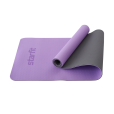 Коврик для йоги и фитнеса FM-201, TPE, 183x61x0,6 см, фиолетовый пастель/серый