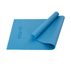 УЦЕНКА Коврик для йоги и фитнеса FM-101, PVC, 173x61x0,5 см, синий пастель