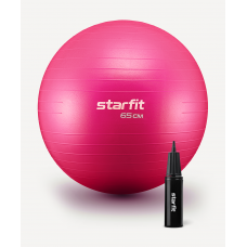 БЕЗ УПАКОВКИ Фитбол Starfit GB-109 антивзрыв, 1000 гр, с ручным насосом, розовый, 65 см