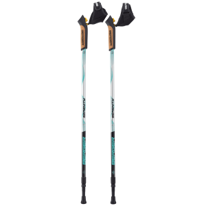 Скандинавские палки Serenity, 77-135 см, 2-секционные, серебристый/черный/мятный, для треккинга