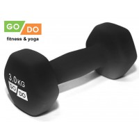 Гантель GO DO в виниловой матовой неопреновой оболочке. Вес 3 кг.  (Чёрный)