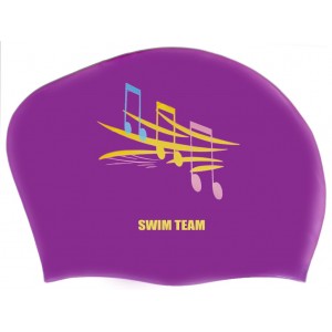 Шапочка для плавания для длинных волос SWIM TEAM ноты: KW-N  (Фиолетовый)