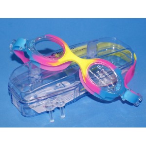 Очки для плавания подростковые LEACCO :SG700  (Сине-розово-жёлтые - Ж)