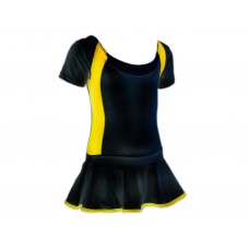 Купальник гимнастический модельный с юбкой. Состав: полиэстер. Размер XL. Цвет: чёрно-жёлтый. :(2008