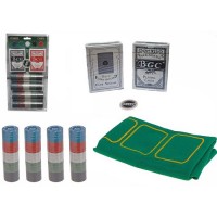 Набор для игры в покер. 200 фишек с номиналом, фишка дилера, 2 колоды карт, сукно. :(QH-200):