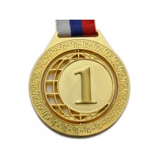 Медаль спортивная с лентой 1 место d - 7 см :5703-1