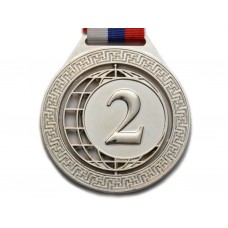 Медаль спортивная с лентой 2 место d - 7,5 см :5703-2