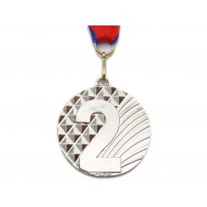 Медаль спортивная с лентой 2 место d - 5 см :5200-11