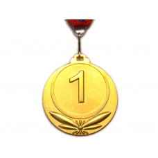 Медаль спортивная с лентой 1 место d - 6,5 см :5202-1