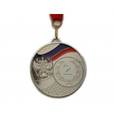 Медаль спортивная с лентой за 2 место. Диаметр 6,5 см: 1502-2