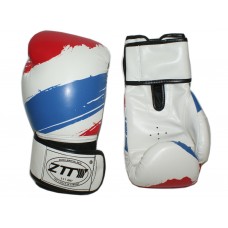 Перчатки боксёрский 12 oz: ZTTY-3G-12-Б Цвет - белый с синими и красными вставками.