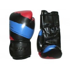 Перчатки боксёрские 12 oz: ZTTY-3G-12-Ч Цвет - чёрный с синими и красными вставками.
